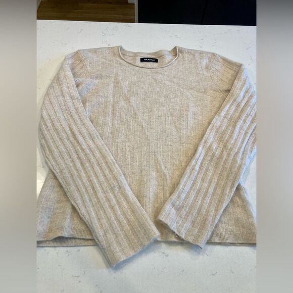 Naadam The Cashmere Ribbed Cropped 100% Cashmere Cream Sweater Large - Picture 6 of 8